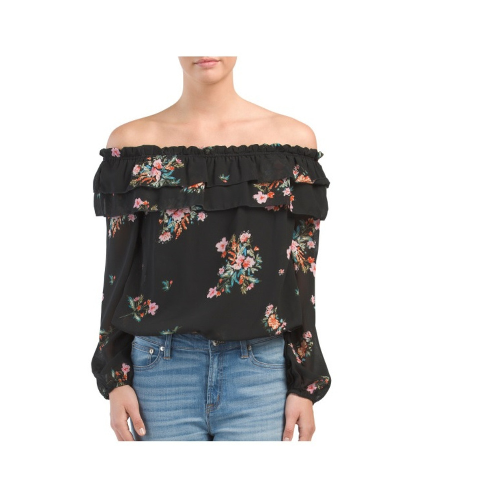 NWT Moon Orchid off the shoulder ruffle top
